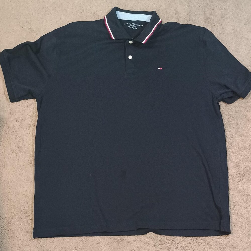 Tommy Hilfiger Polo Shirt Men XXL Core Tipped Slim Fit Cotton Flag Logo Classic